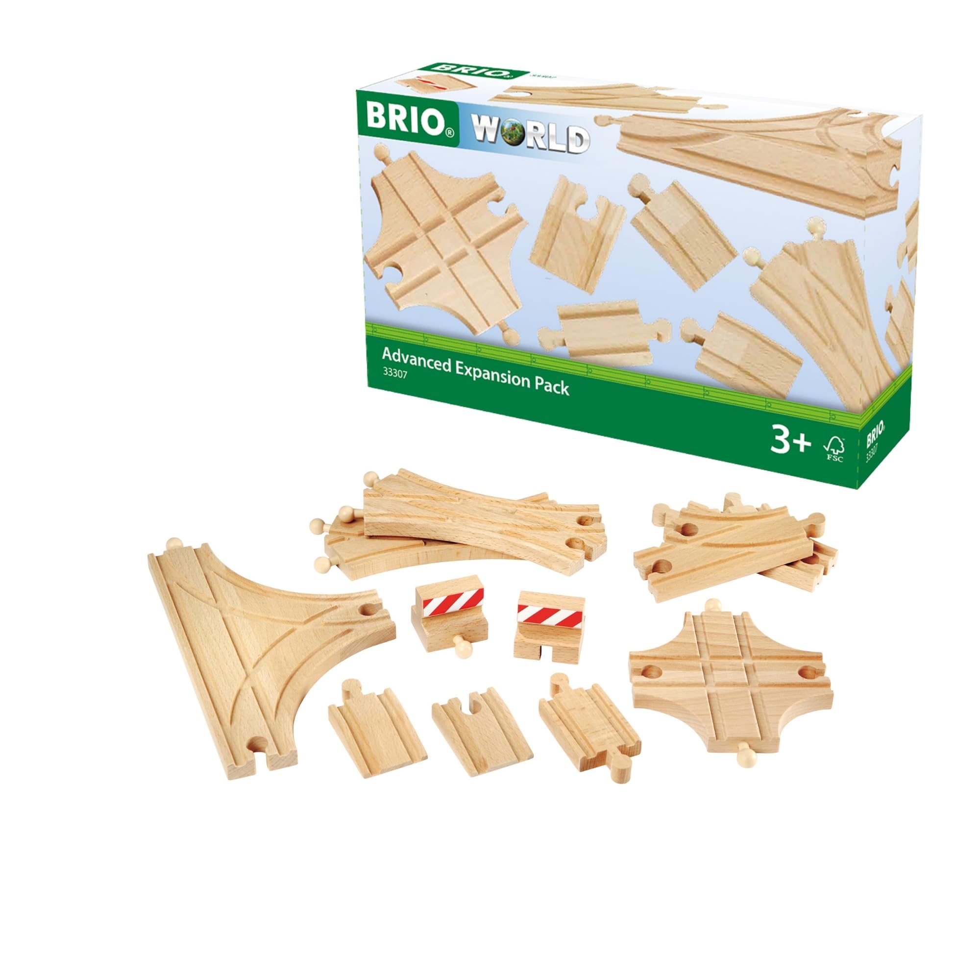 BRIO World Advanced Expansion Pack with 11-piece wooden track set for imaginative rail play
