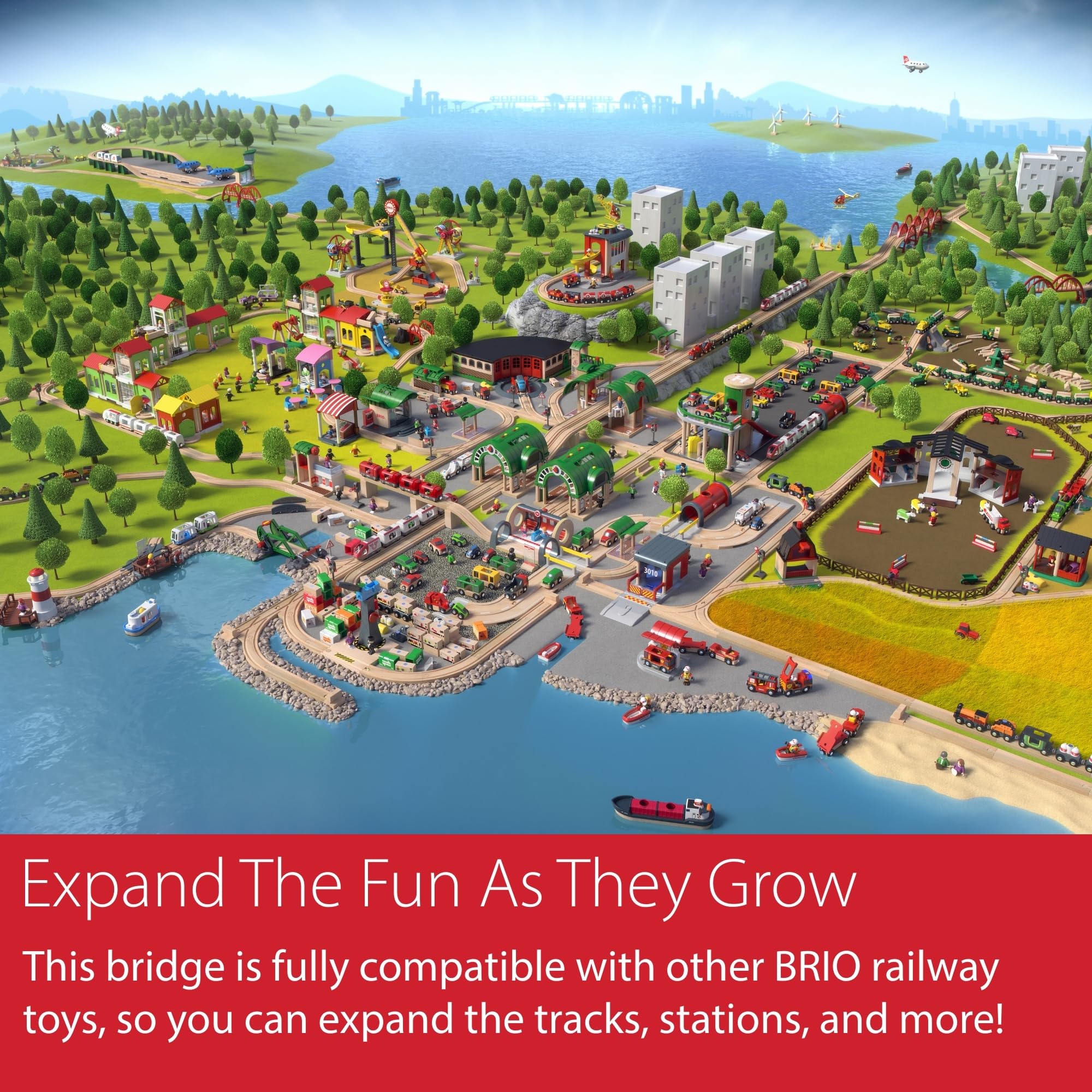 BRIO World Collapsing Bridge compatible with BRIO railway sets for expansion.