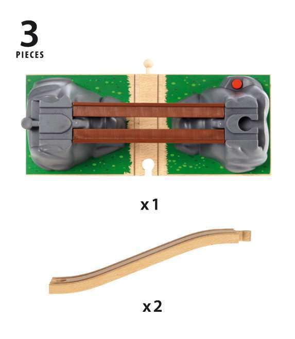BRIO World Collapsing Bridge top view emphasizing compact, track-ready design.