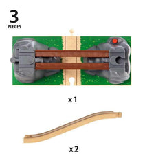 BRIO World Collapsing Bridge top view emphasizing compact, track-ready design.