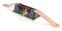 BRIO World Collapsing Bridge with tracks, demonstrating seamless integration.