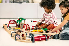 Brio World Deluxe tunnel and bridges create dramatic crossovers.