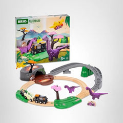 BRIO World Dinosaur Adventure Set packaging highlights eco-friendly design.
