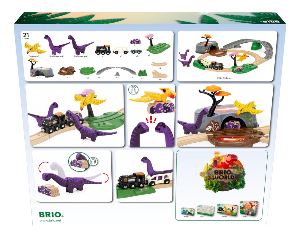 BRIO World Dinosaur Adventure Set dinosaurs with movable limbs spark storytelling.