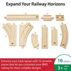 BRIO World Intermediate expansion curve track adds dynamic corners for immersive train routes.