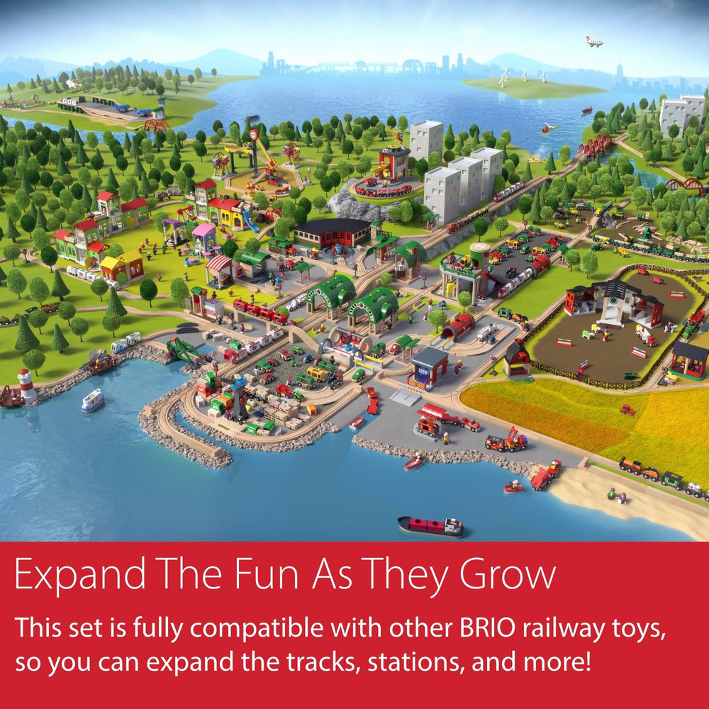 BRIO World Intermediate magnetic connectors ensure smooth car linking.