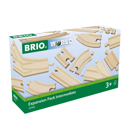 BRIO World Intermediate expansion straight track enables flexible layout options for growing railways.