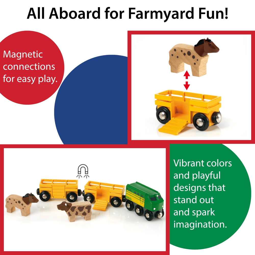 BRIO World Farm Train Set green locomotive enables reliable farm rides