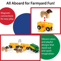 BRIO World Farm Train Set green locomotive enables reliable farm rides