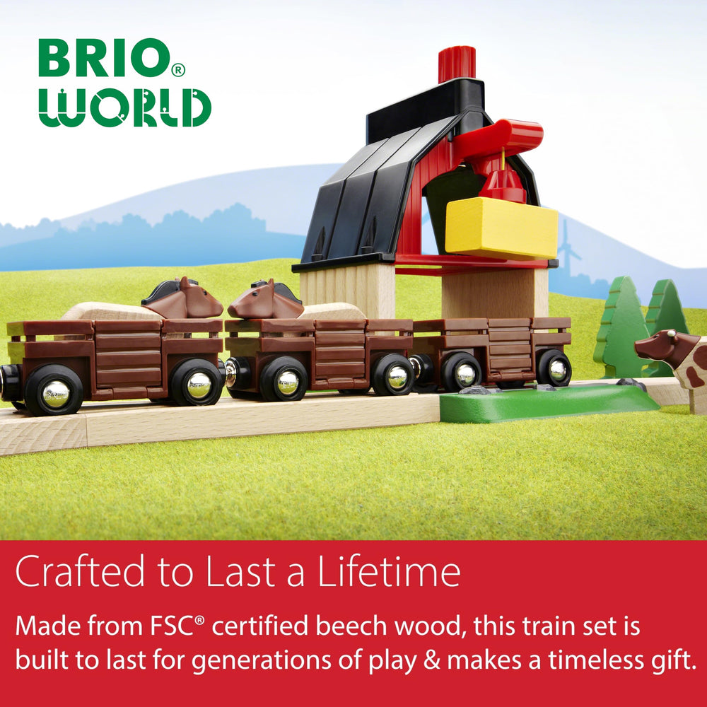 BRIO World Farm Train Set wooden-track compatibility expands play options