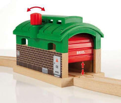 Brio World layout connection with the Train Garage on the track.
