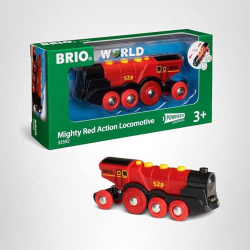 BRIO Mighty Red Action Locomotive in gift-ready packaging inspires holidays and birthdays