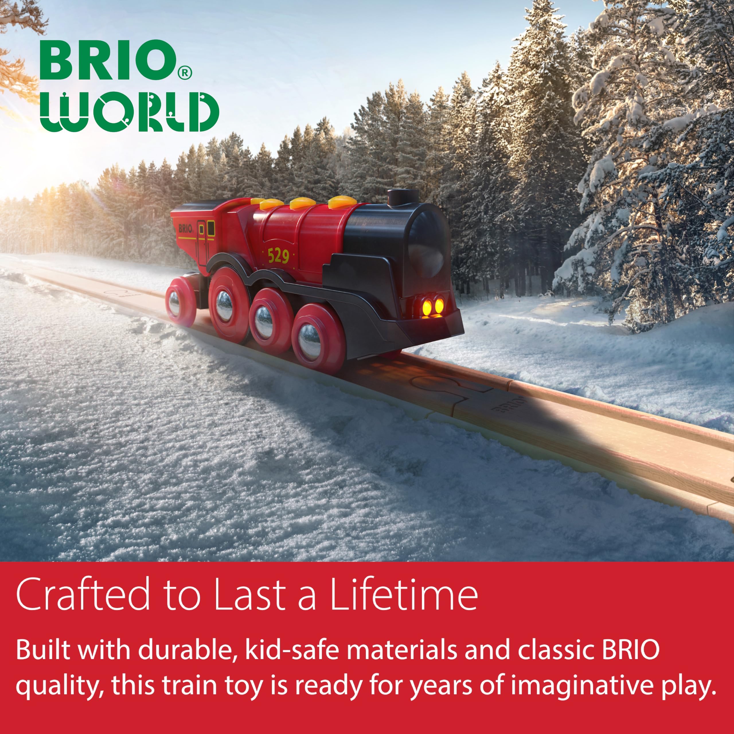 BRIO Mighty Red Action Locomotive safety features reassure parents during daily use
