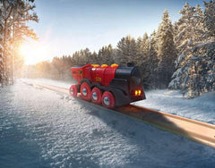 BRIO Mighty Red Action Locomotive side view shows durable wooden construction
