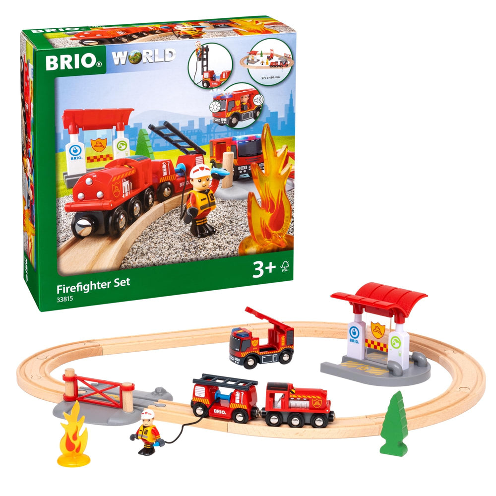 BRIO World Rescue Firefighter Set engine with lights boosts imaginative play and storytelling