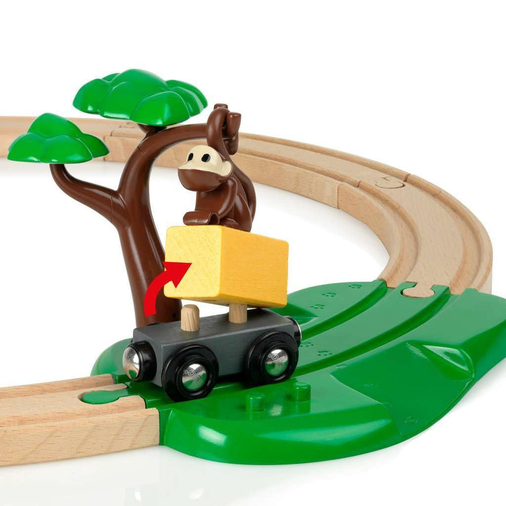BRIO World Safari train station inviting role play and sequencing.