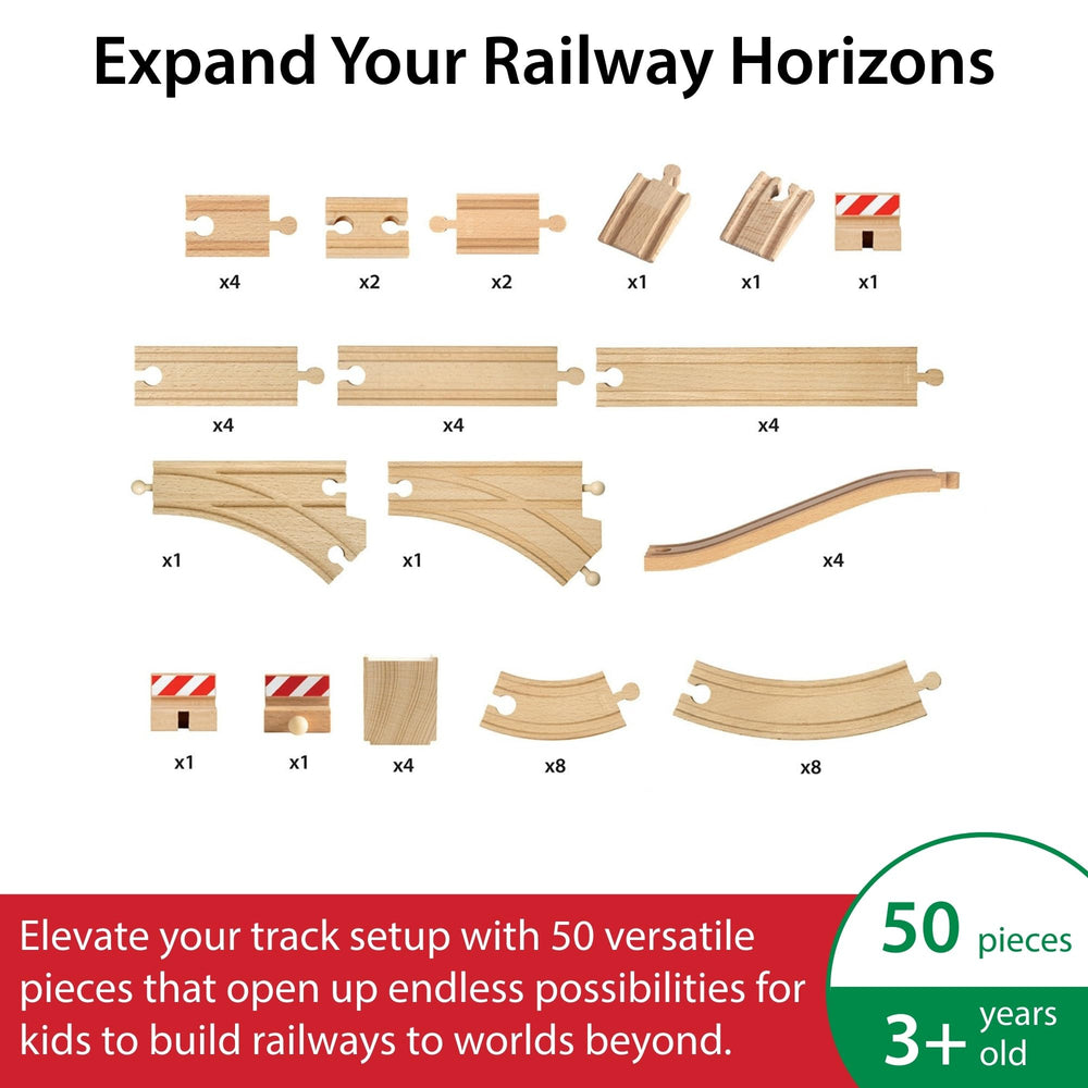 BRIO World Special Track Pack track switch enables dynamic routes and storytelling.