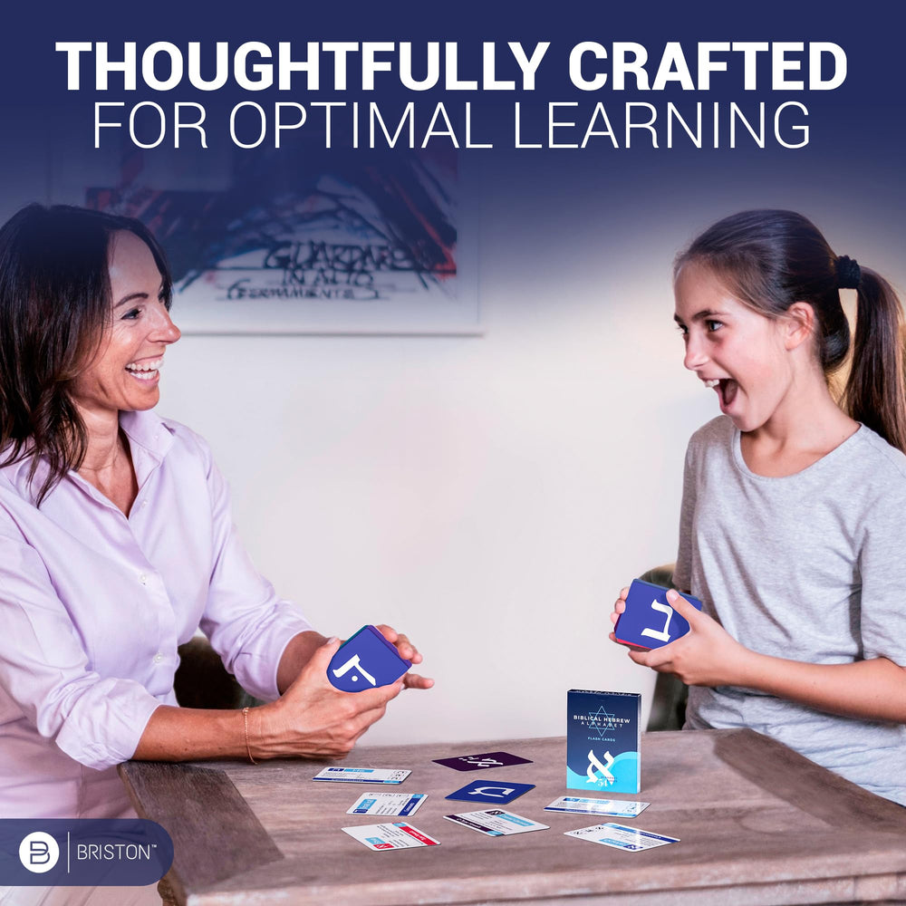 Briston flash cards with rounded edges for comfortable handling.