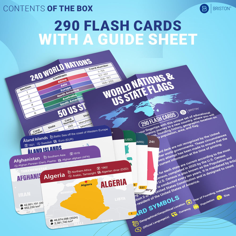 Briston flash cards size 3-5x2-5 inch for comfortable handling