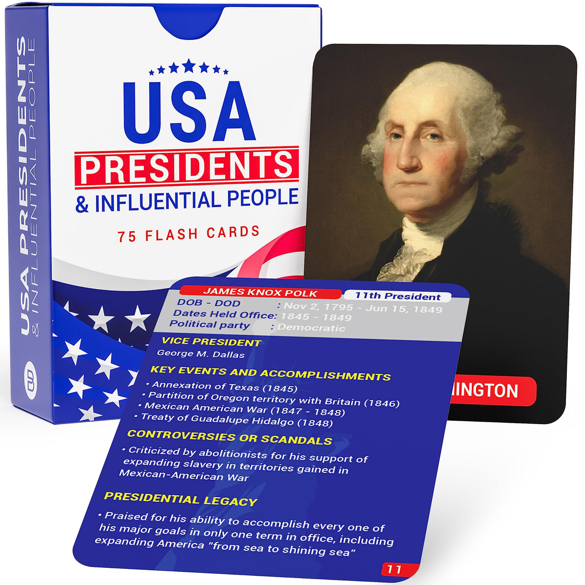 Briston USA Presidents flash cards cover for engaging learning sessions