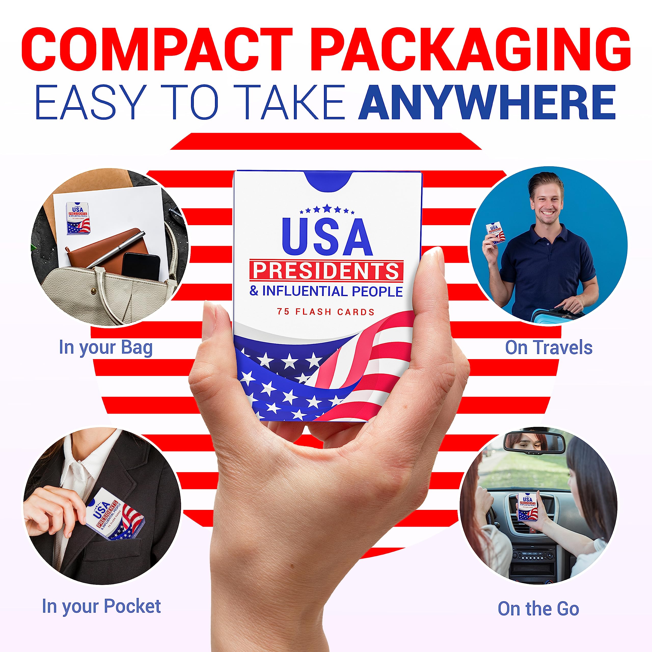 Briston USA Presidents flash cards glossy 300GSM cardstock for premium feel