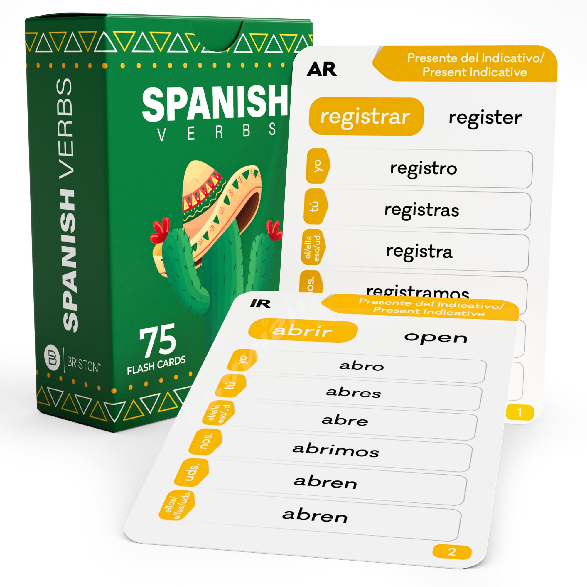Briston Spanish Verbs Flash Cards with audio for 150 verbs to boost pronunciation.