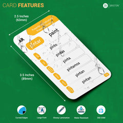 Briston cards with glossy lamination for durable handling during study sessions.