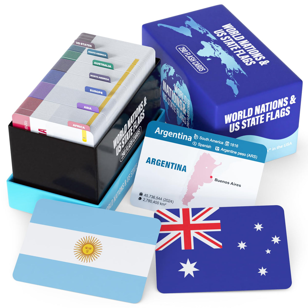 Briston world nations flags flash cards cover for quick geography study