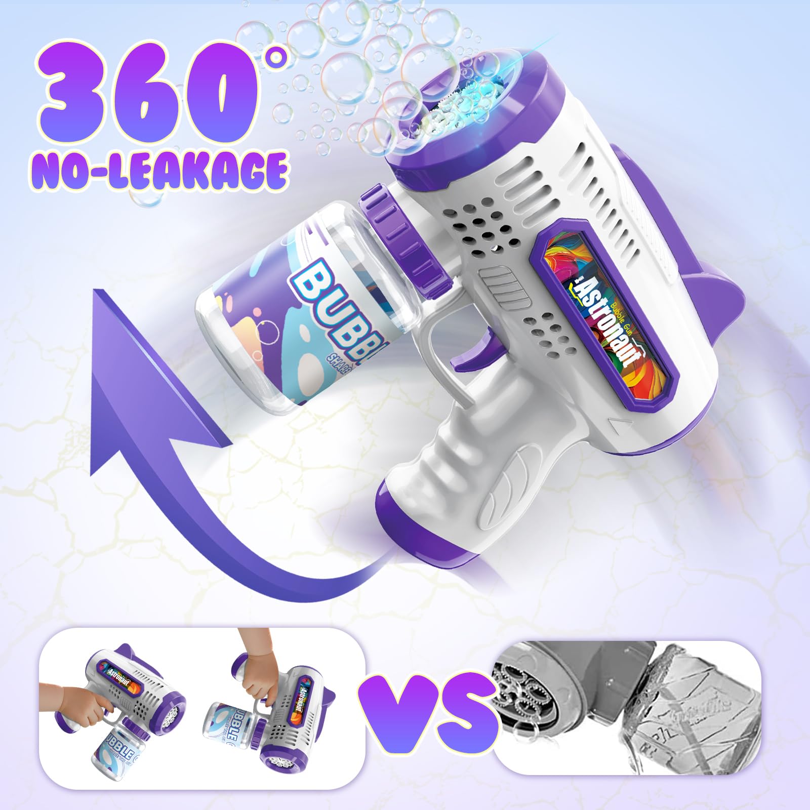 Britik bubble guns with built-in LED lights for magical evening play.