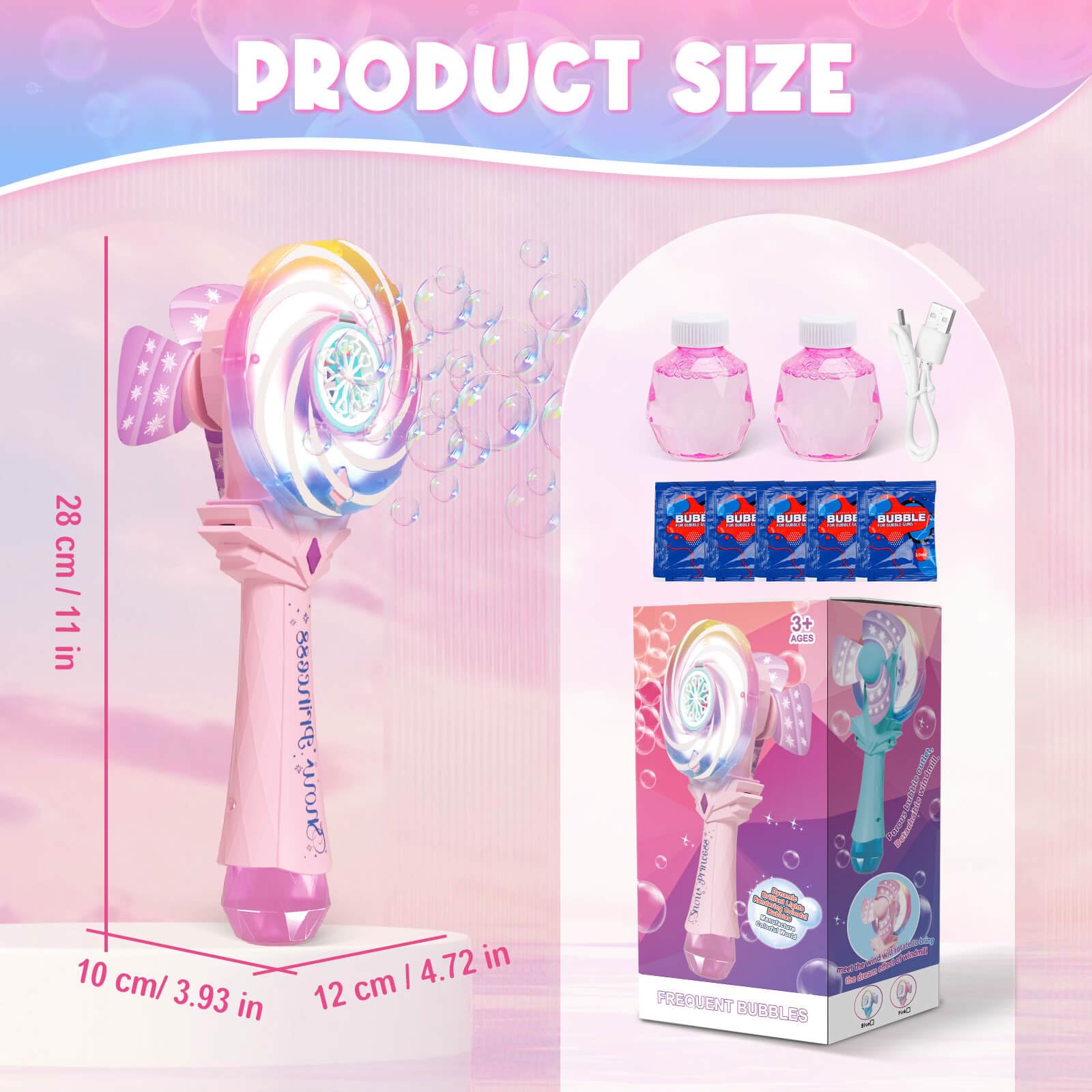 Britik Windmill Bubble Wand pink gift-ready for birthdays