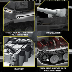 BrixVibe Tiger Heavy Tank S04 interior reveals authentic cab and crew space for realism.