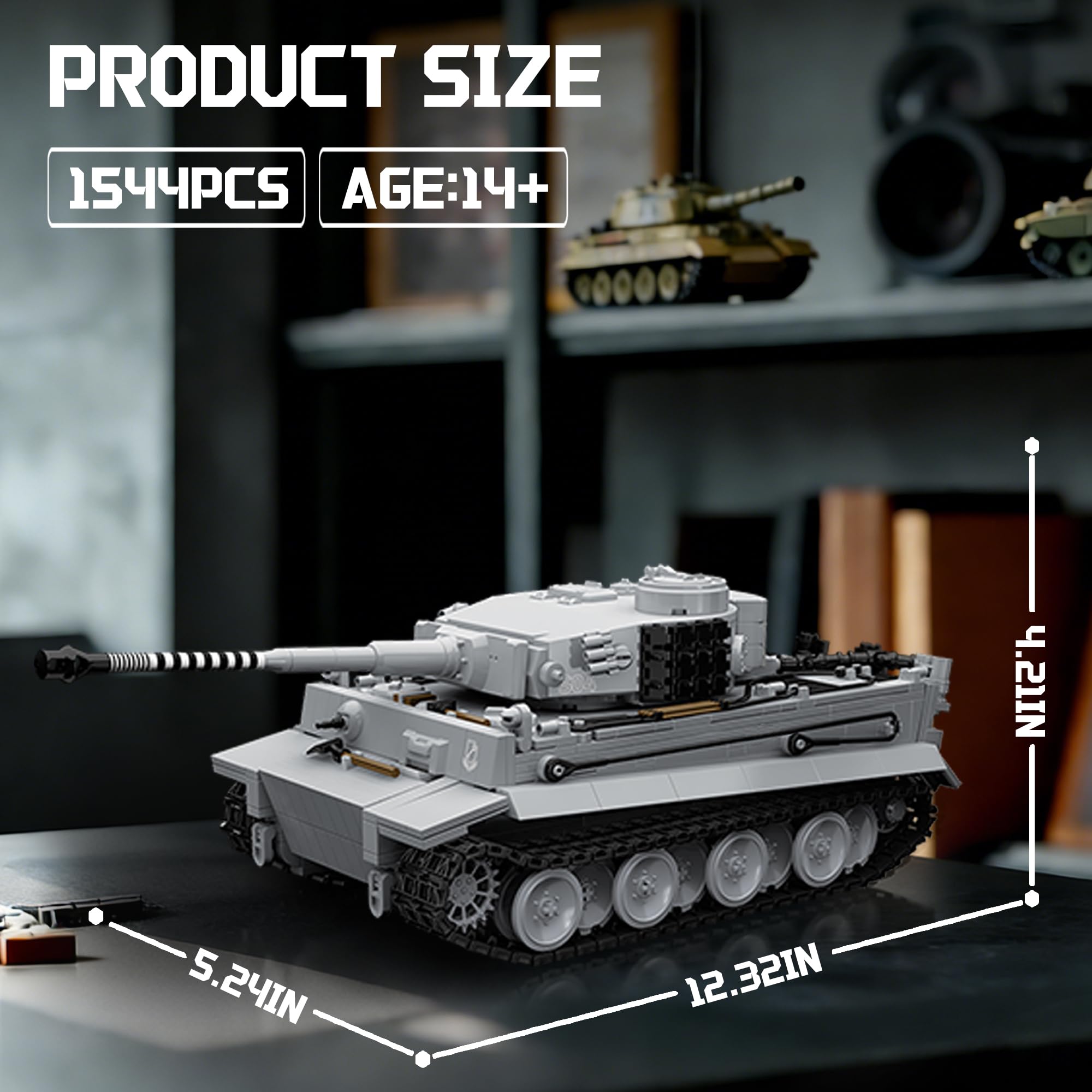 BrixVibe Tiger Heavy Tank S04 rolling treads capture motion-ready realism for fans.