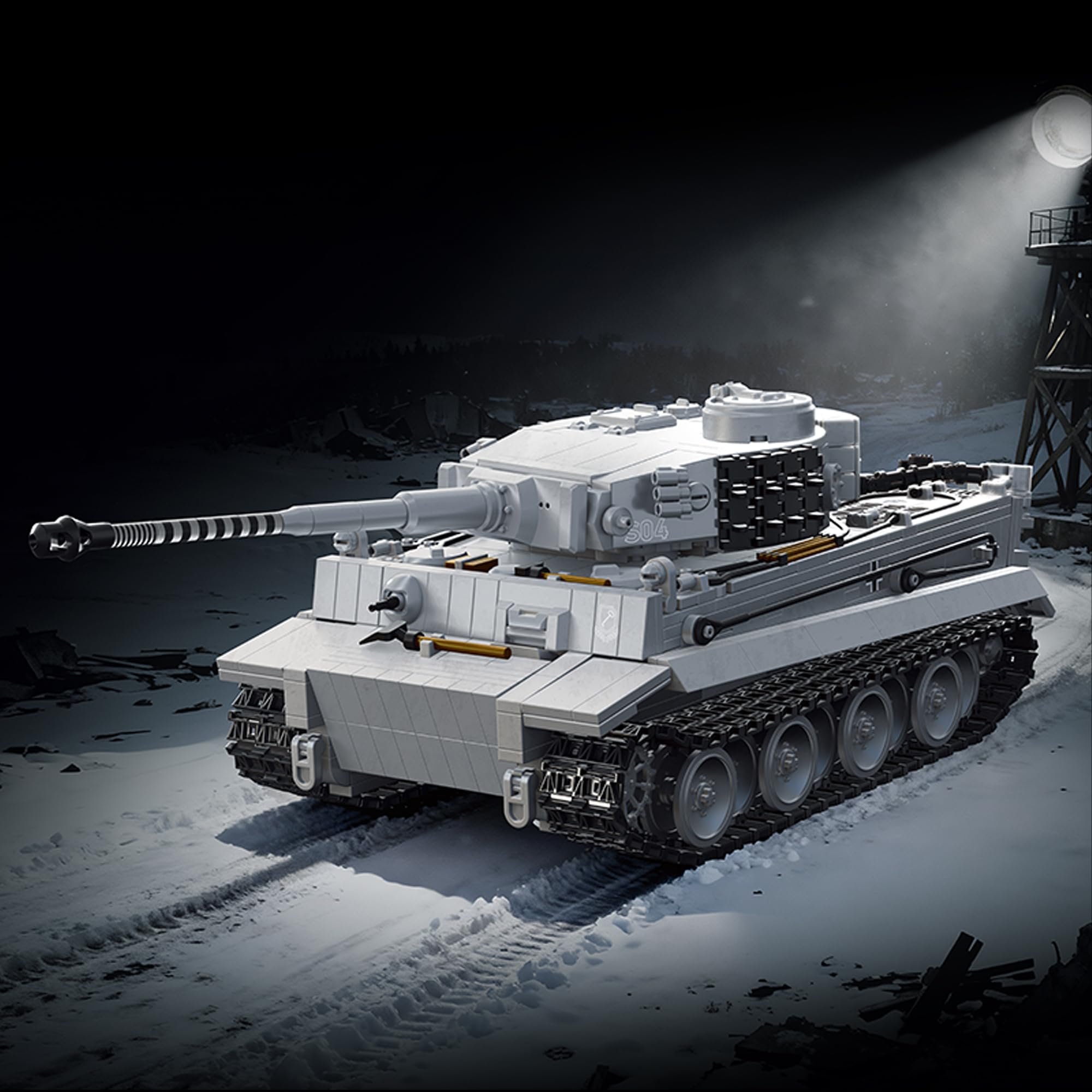 BrixVibe Tiger Heavy Tank S04 side view highlights detailed exterior for military model enthusiasts.