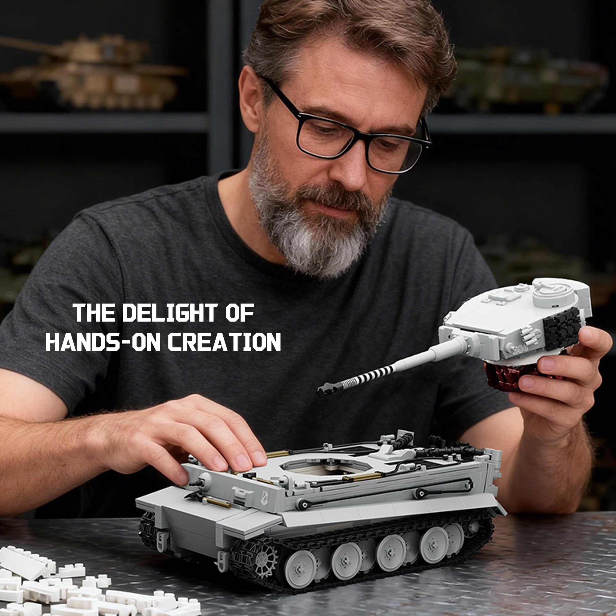 BrixVibe Tiger Heavy Tank S04 turret rotation emphasizes playability and pose-ability.