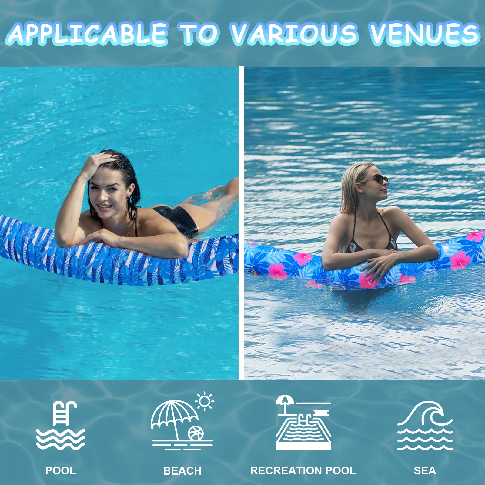 Brmoka inflatable pool noodle 56-inch length for extended buoyancy.