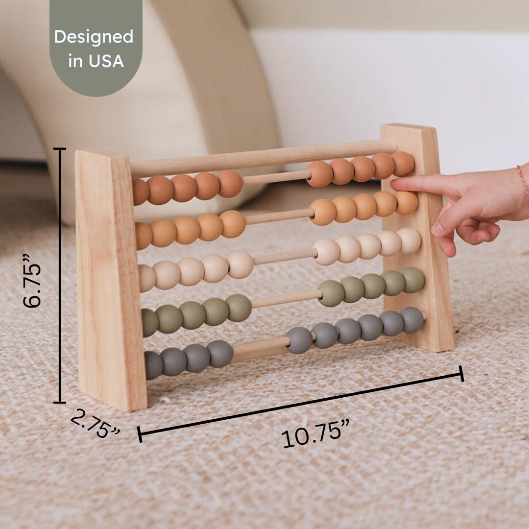 Brooklyn Neutral Boho Abacus Montessori-inspired toy invites independent exploration