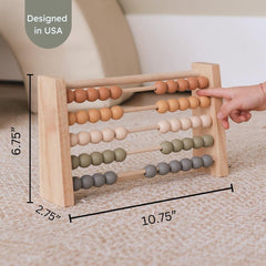 Brooklyn Neutral Boho Abacus Montessori-inspired toy invites independent exploration