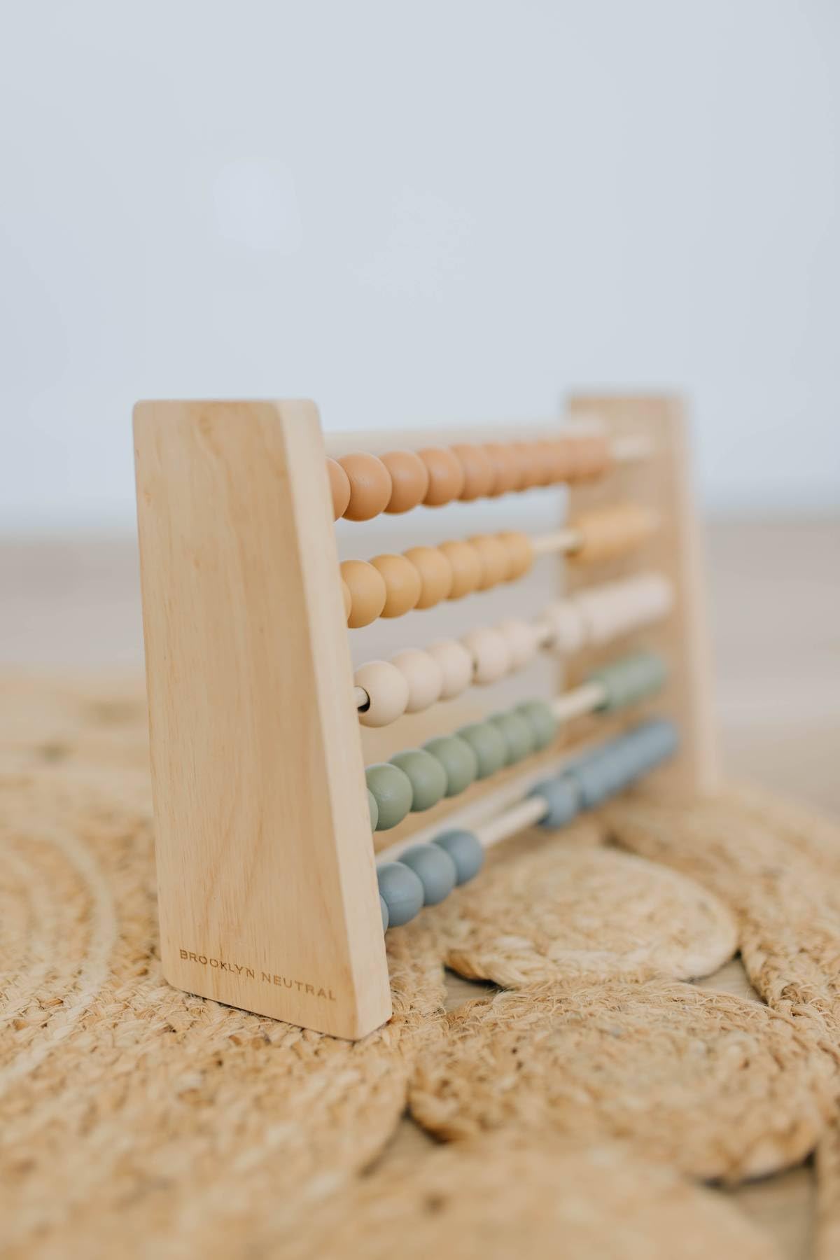 Brooklyn Neutral Boho Abacus neutral baby toy for safe tactile play