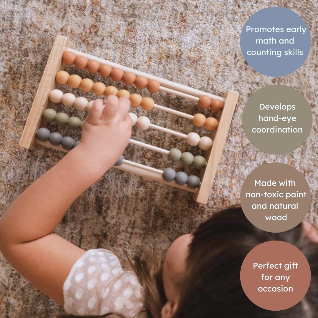Brooklyn Neutral Boho Abacus in nursery decor with calming neutral tones
