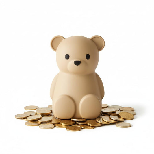 Brooklyn Neutral silicone teddy bear coin bank—durable savings for kids