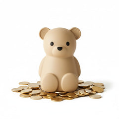 Brooklyn Neutral silicone teddy bear coin bank—durable savings for kids