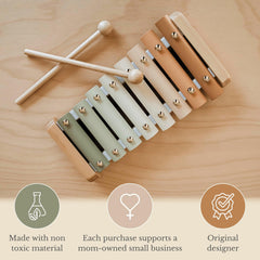 Brooklyn Neutral Xylophone aspen wood with steel keys for durable play.