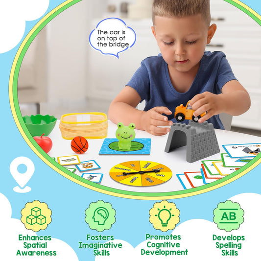 Broytain positional word learning set instruction cards guide interactive preposition practice
