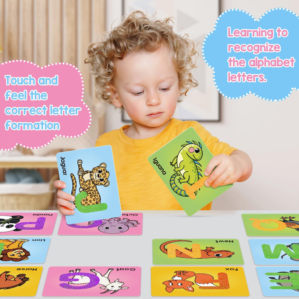 Broytain sandpaper letters card F shows animal motif to support fine motor skills