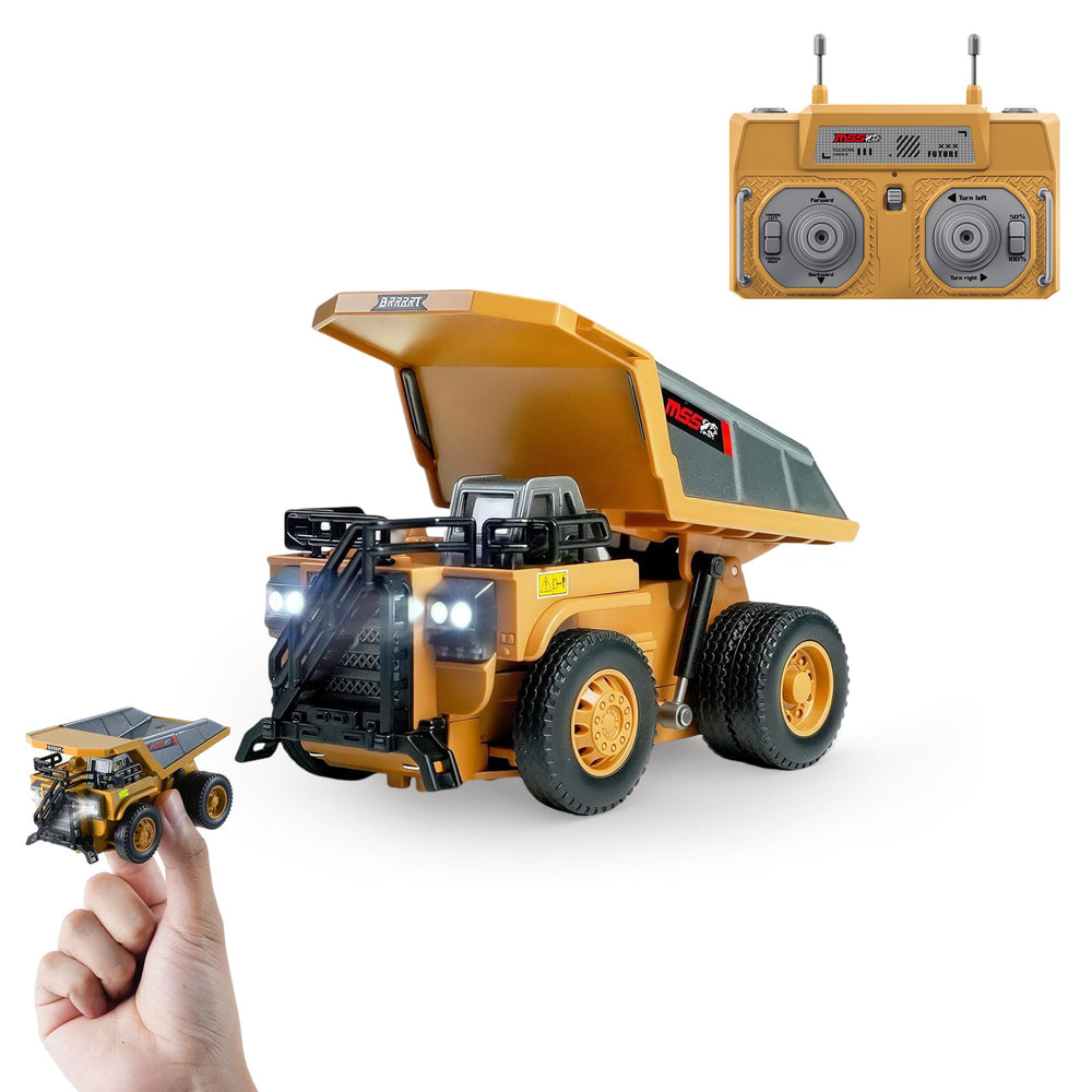 BRRRRT 1/64-scale mini-dump-truck compact and desk-ready, ideal for pocket play and tiny scenes