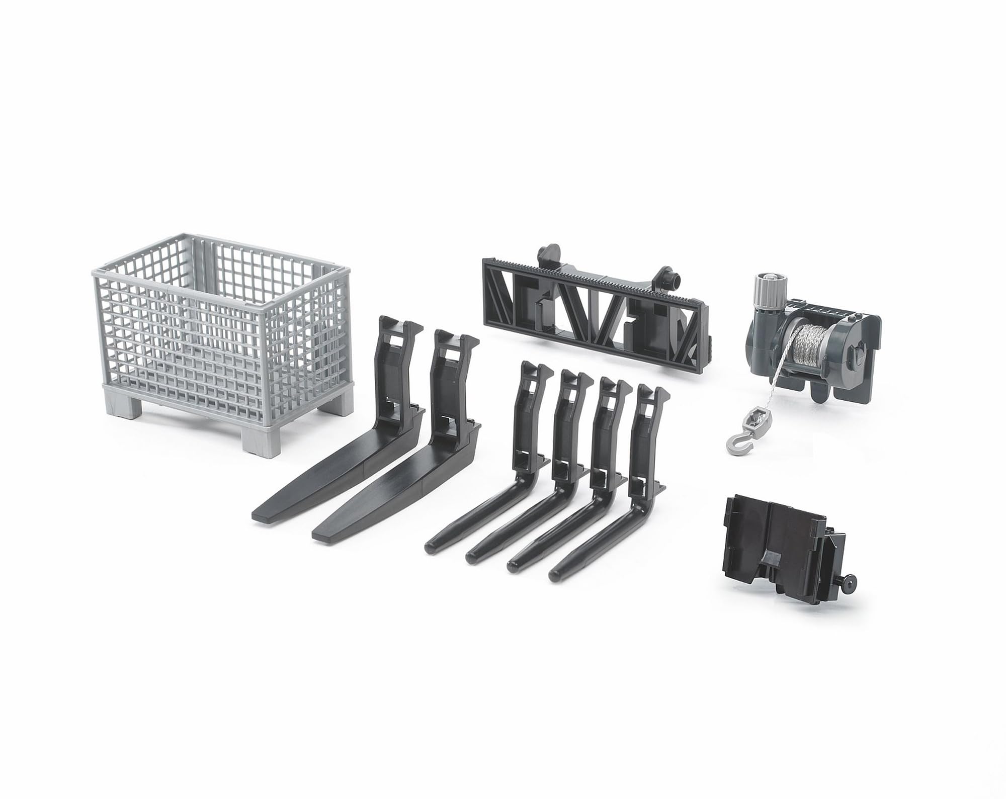 Bruder 02318 front-loader box-type pallet for realistic play and sturdy German engineering.