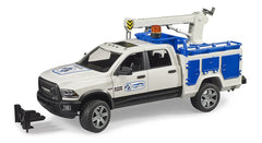 Bruder 02509 RAM 2500 service truck with rotating beacon on-site repair capability