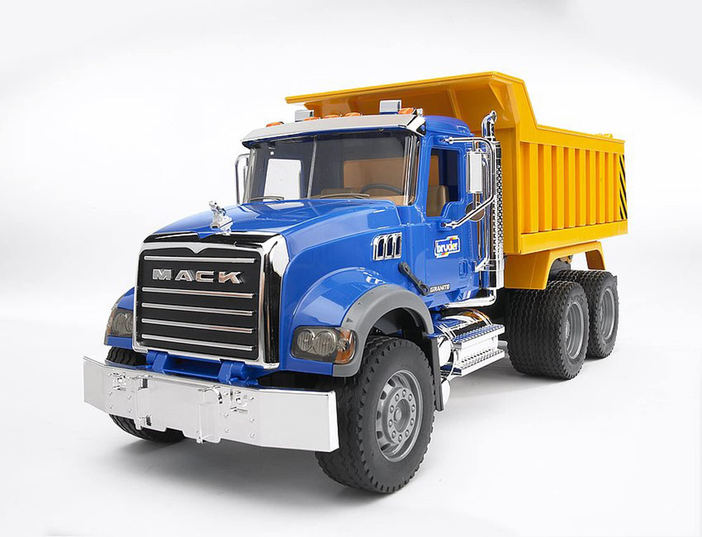 Bruder Mack Granite bed tilting action enabling authentic loading and unloading.