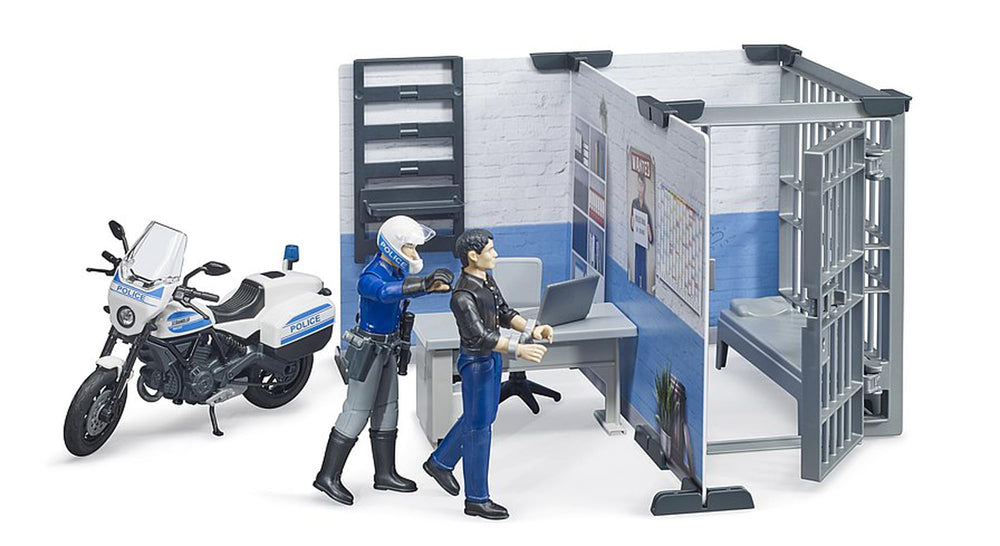 Bruder bworld office area with desk and chair for authentic command center play