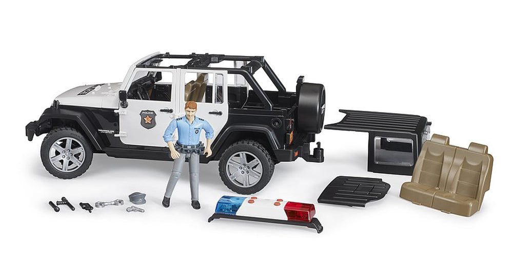 Bruder detachable backseat expands loading area for accessories.